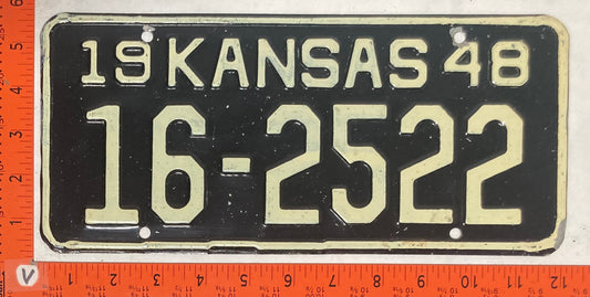 1948 Kansas #16-2522 Passenger License Plate