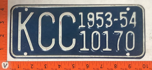 1954 Kansas #KCC 10170 Supplemental License Plate