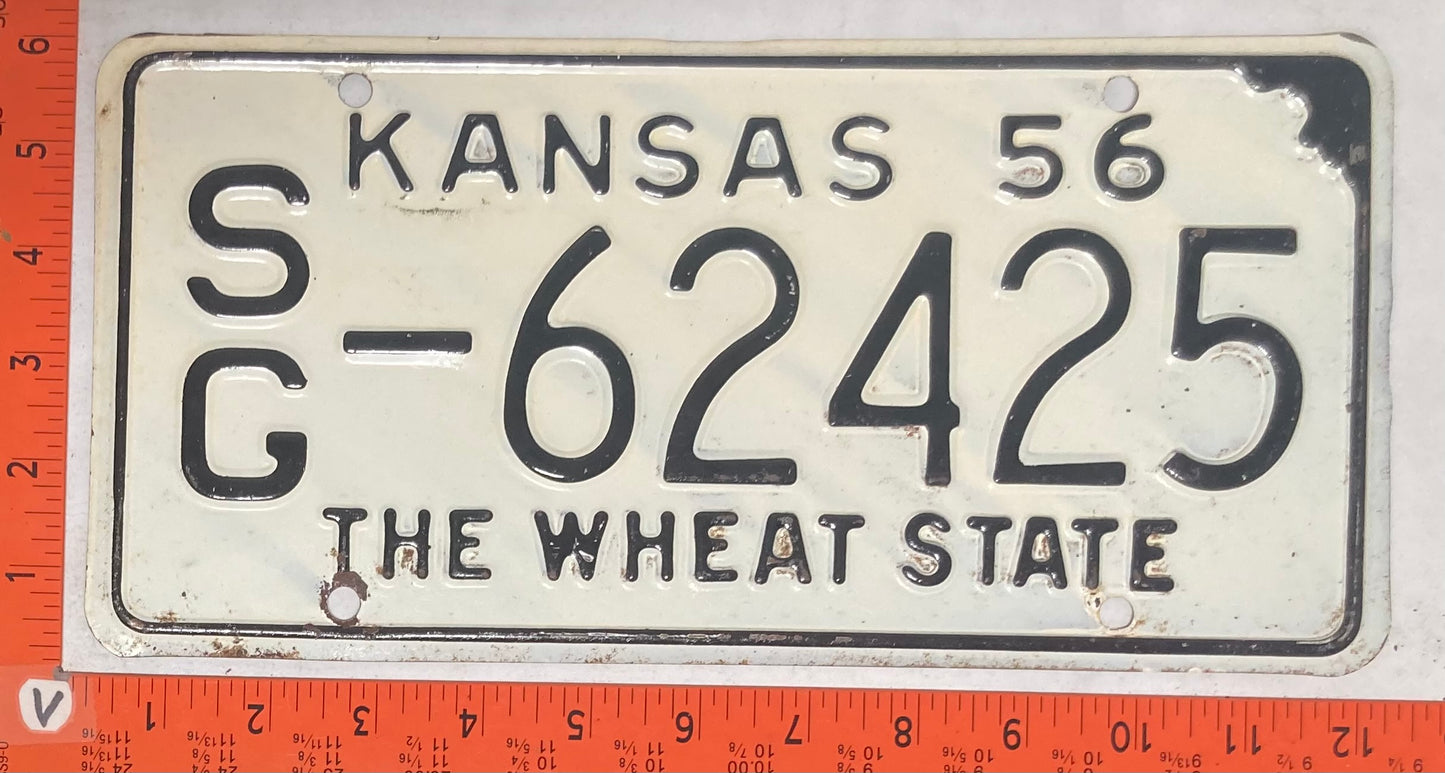 1956 Kansas #S/G-62425 Passenger License Plate