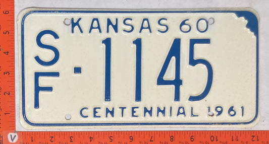 1960 Kansas #S/F -1145 Passenger License Plate