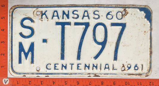 1960 Kansas #S/M-T797 Truck License Plate