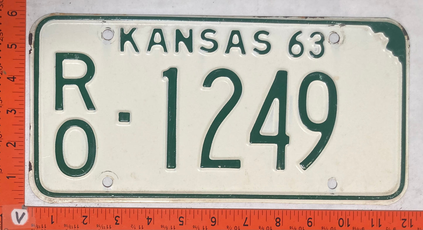 1963 Kansas #R/O-1249 Passenger License Plate