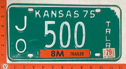 1979 Kansas #J/O 500 Trailer License Plate