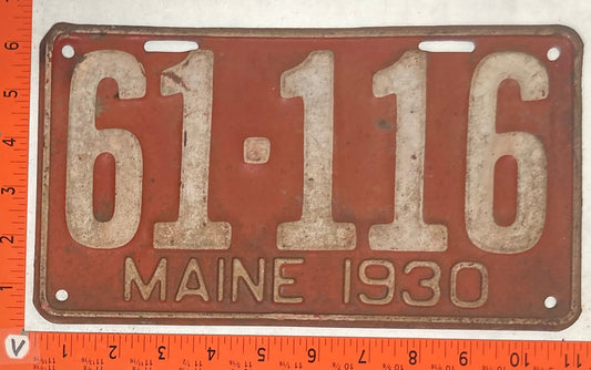 1930 Maine #61-116 Passenger License Plate