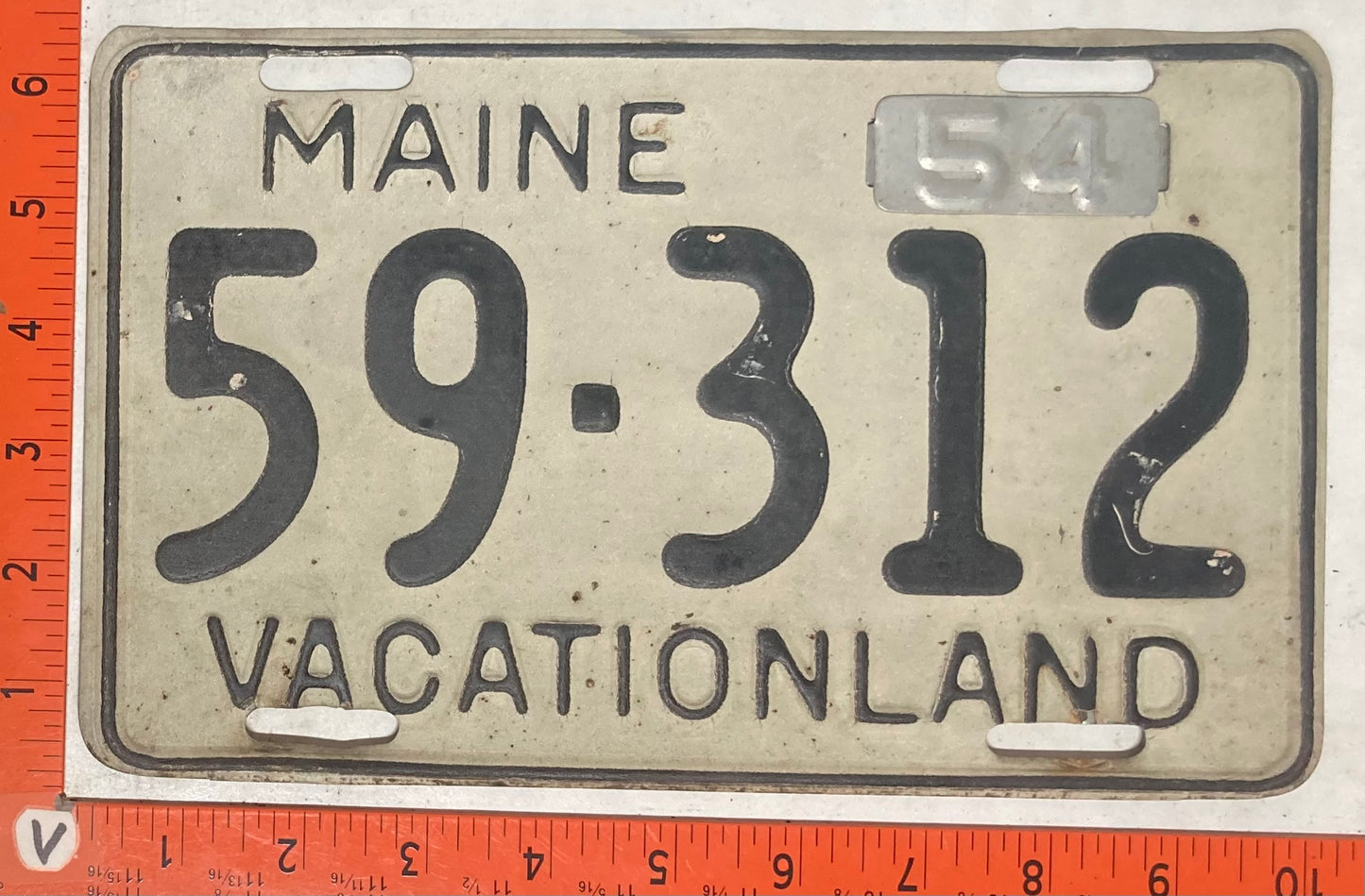 1954 Maine #59-312 Passenger License Plate