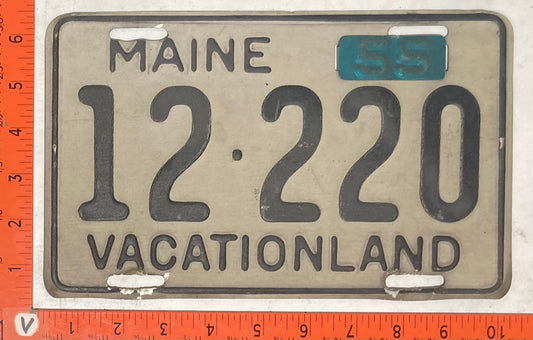 1955 Maine #12-220 Passenger License Plate