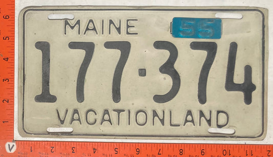 1955 Maine #177-374 Passenger License Plate