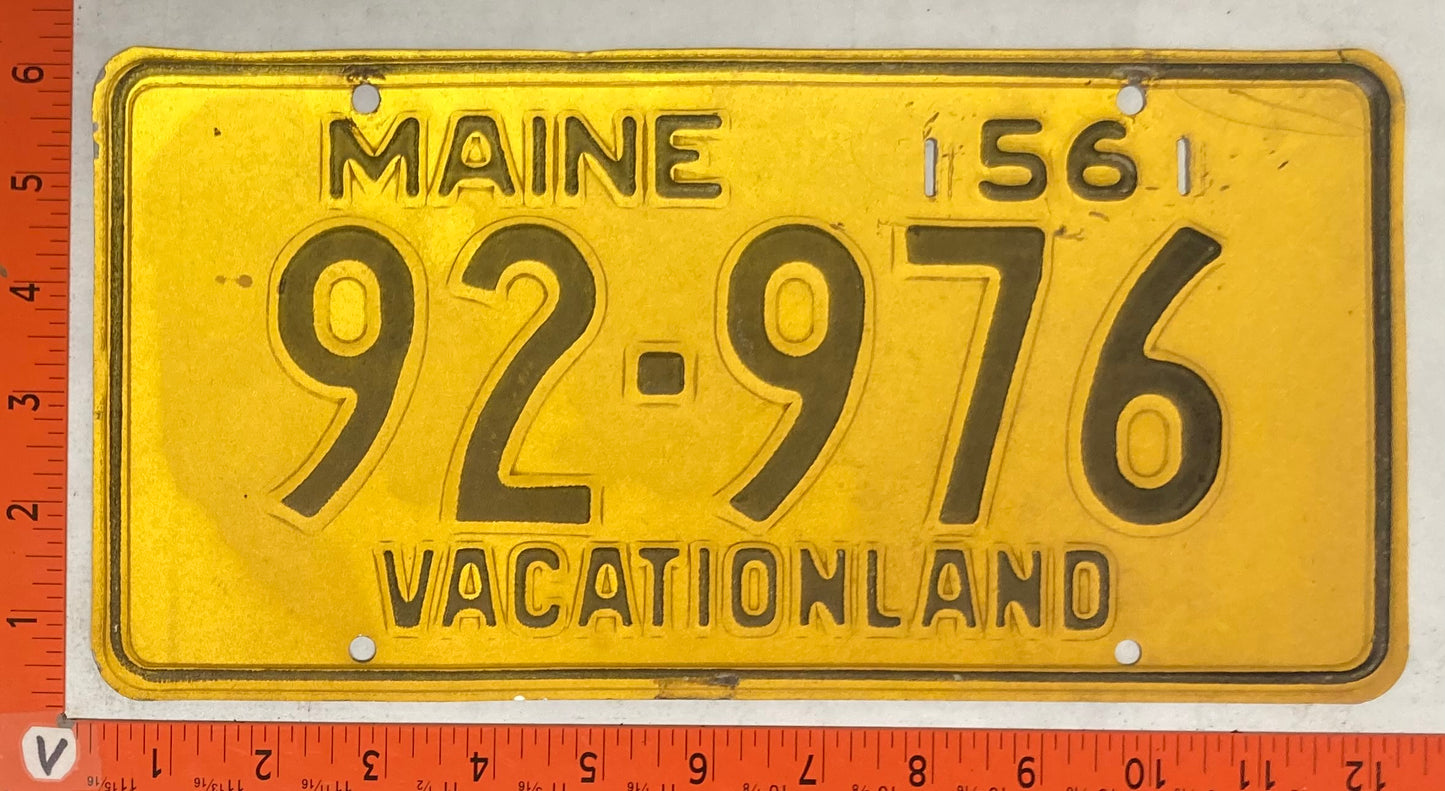 1956 Maine #92-976 Passenger License Plate
