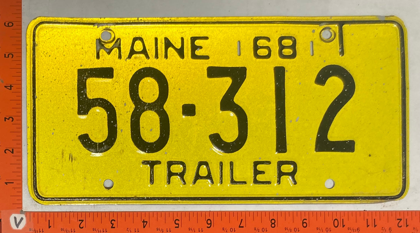 1968 Maine #58-312 Trailer License Plate