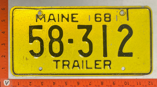 1968 Maine #58-312 Trailer License Plate