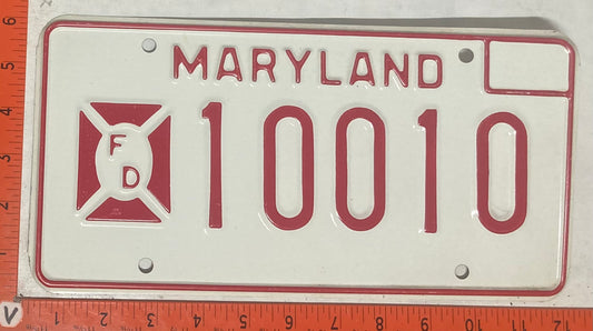 1976 Maryland #10010 Fire Department License Plate