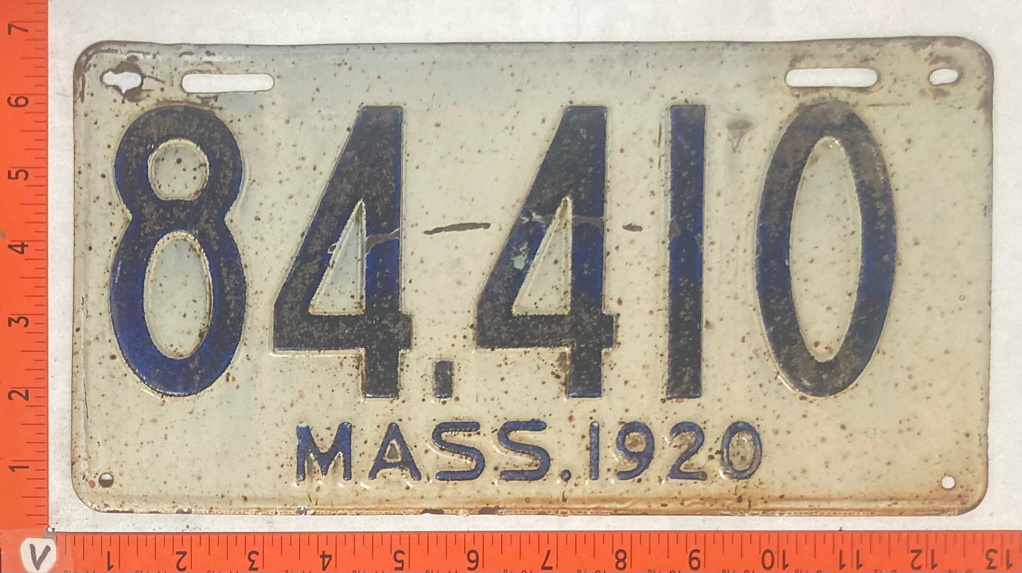 1920 Massachusetts #84,410 Passenger License Plate