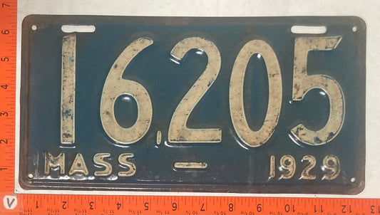 1929 Massachusetts #16,205 Passenger License Plate