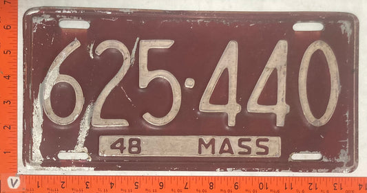 1948 Massachusetts #625-440 Passenger License Plate