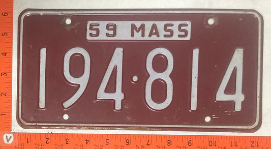 1959 Massachusetts #194-814 Passenger License Plate