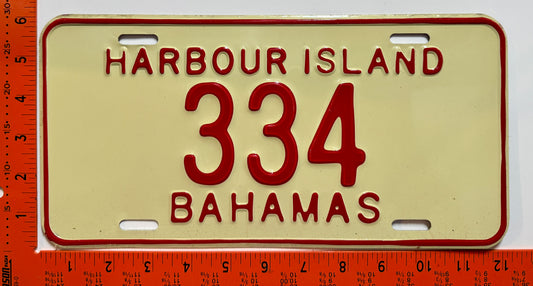1978 base Harbour Island, Bahamas #334 Passenger License Plate