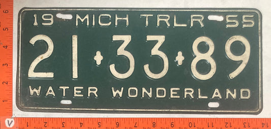 1955 Michigan #21 33 89 Trailer License Plate