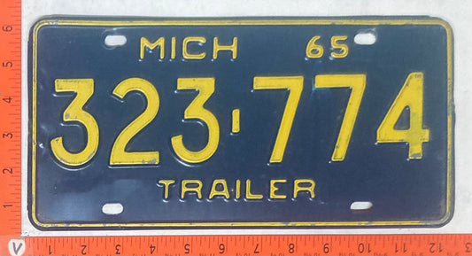 1965 Michigan #323-774 Trailer License Plate