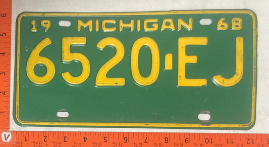 1968 Michigan #6520-EJ Commercial License Plate