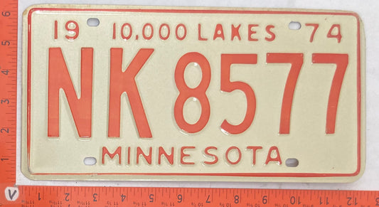 1974 Minnesota #NK 8577 Passenger License Plate