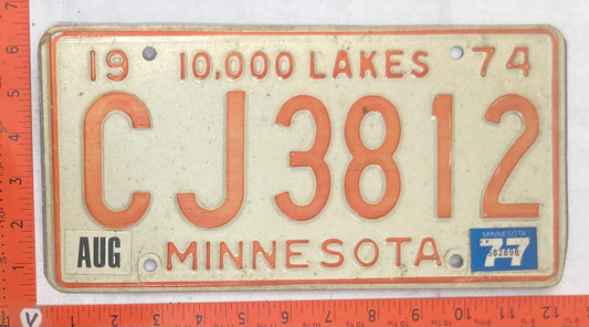 1977 Minnesota #CJ3812 Passenger License Plate