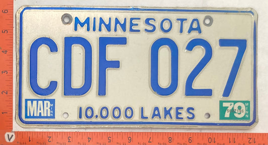 1979 Minnesota #CDF 027 Passenger License Plate
