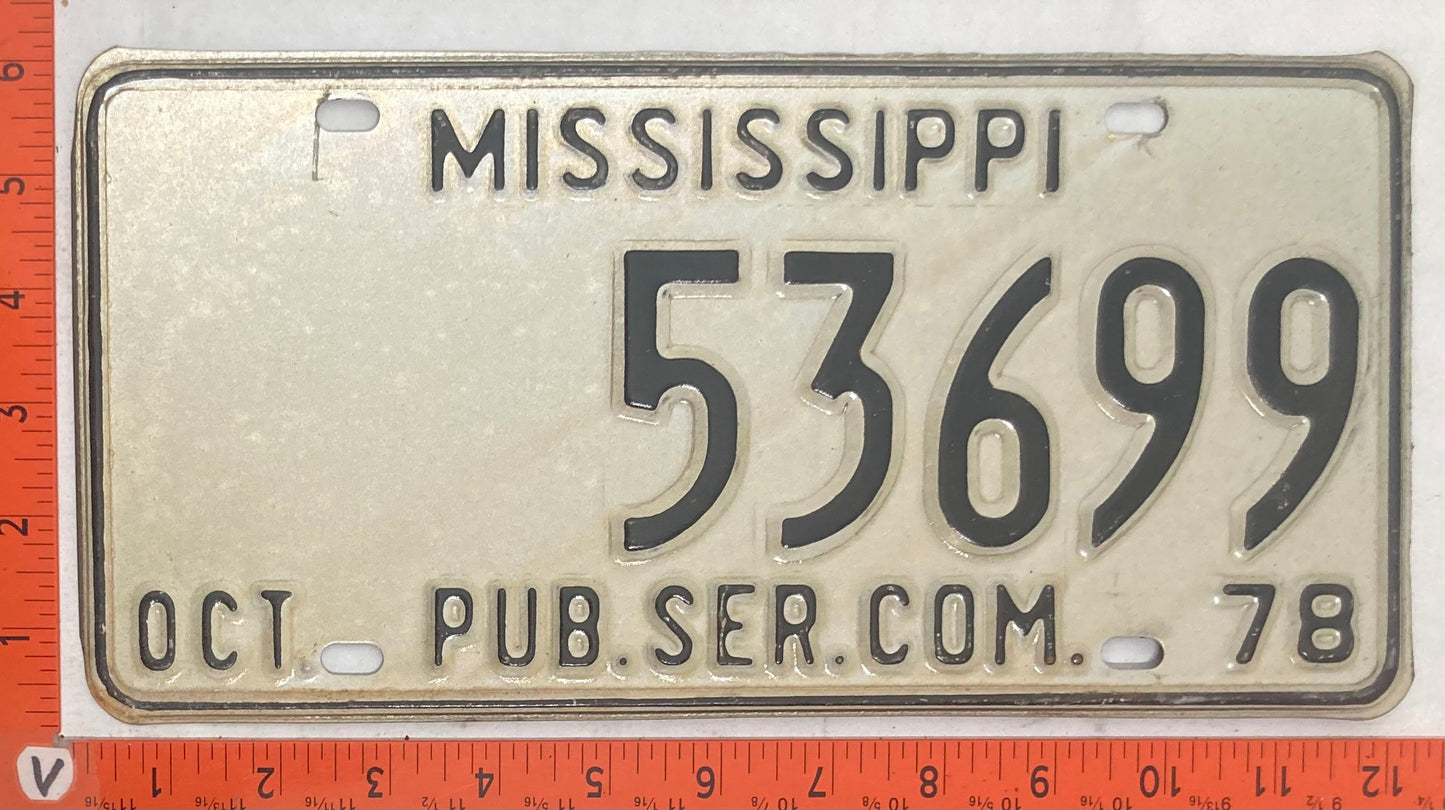 1978 Mississippi #53699 Public Service Commission License Plate