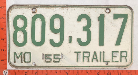 1955 Missouri #809-317 Trailer License Plate