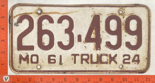 1961 Missouri #263-499 Truck License Plate