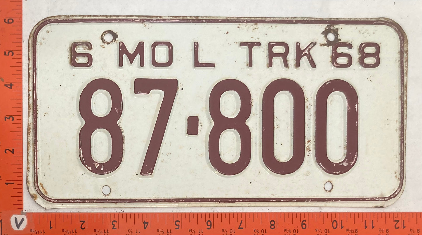 1968 Missouri #87-800 Truck License Plate