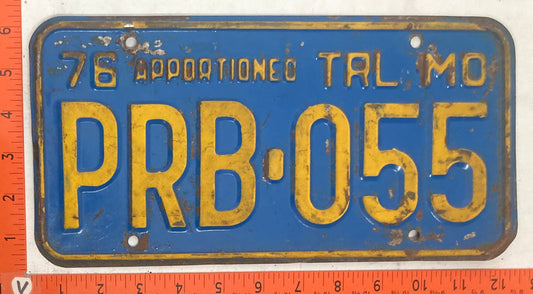 1976 Missouri #PRB-055 Apportioned Trailer License Plate
