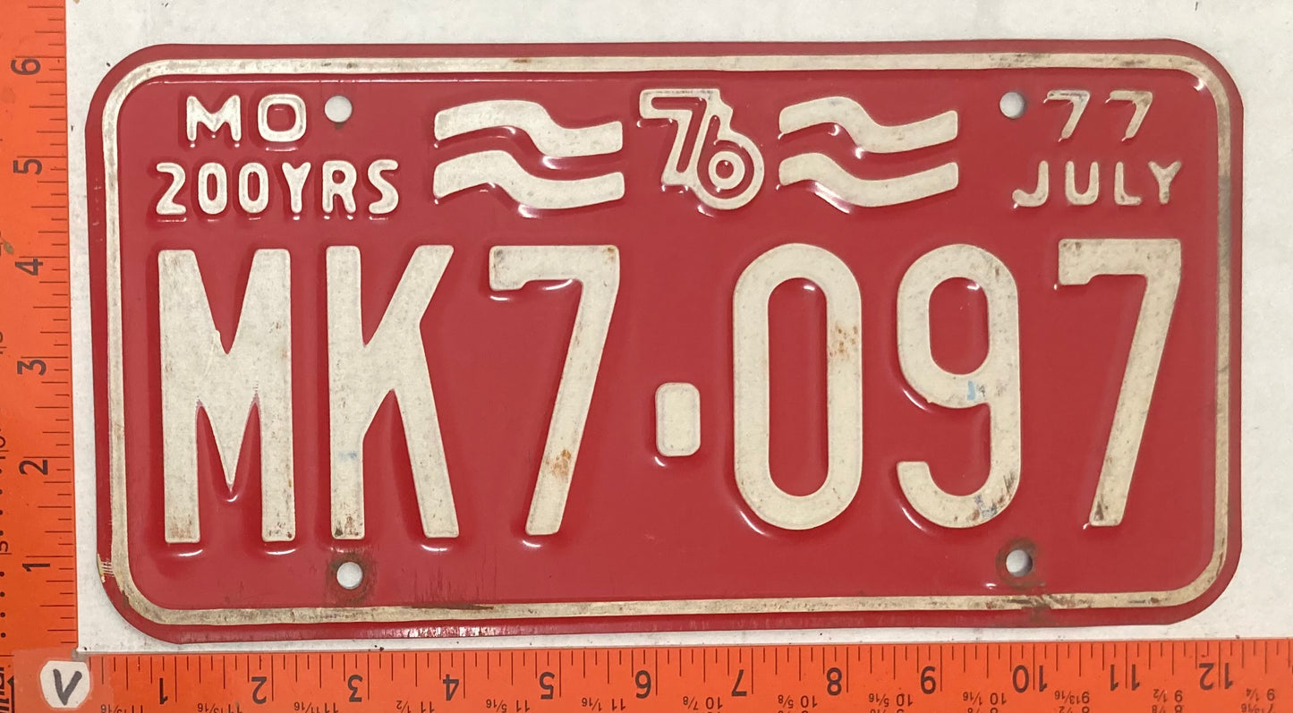 1977 Missouri #MK7-097 Passenger License Plate