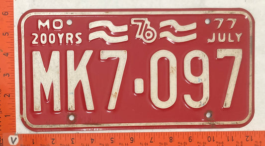 1977 Missouri #MK7-097 Passenger License Plate