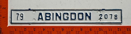 1979 Abingdon Virginia #2078 Passenger License Plate