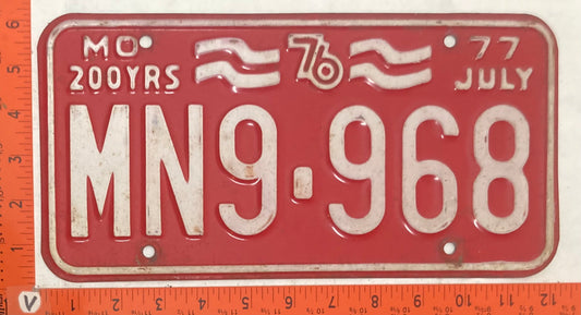 1977 Missouri #M9-968 Passenger License Plate
