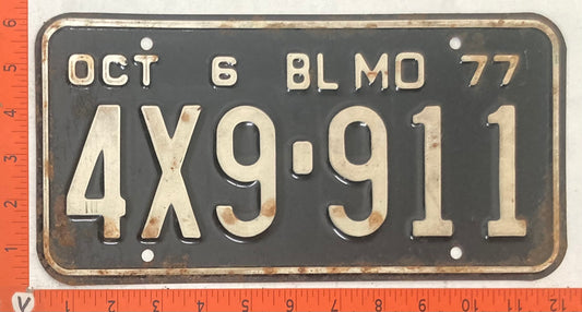 1977 Missouri #4X9-911 Truck License Plate