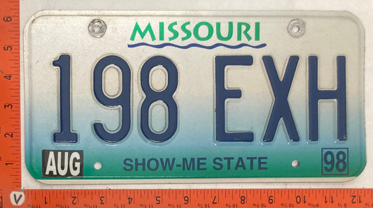 1998 Missouri #198 EXH Passenger License Plate