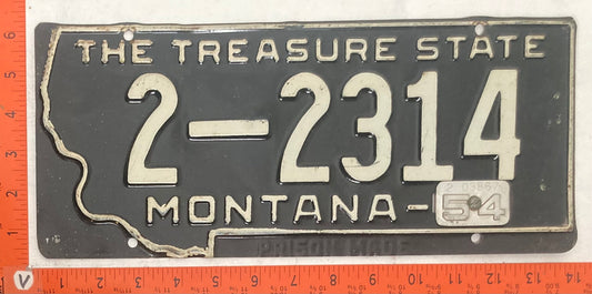 1954 Montana #2-2314 Passenger License Plate