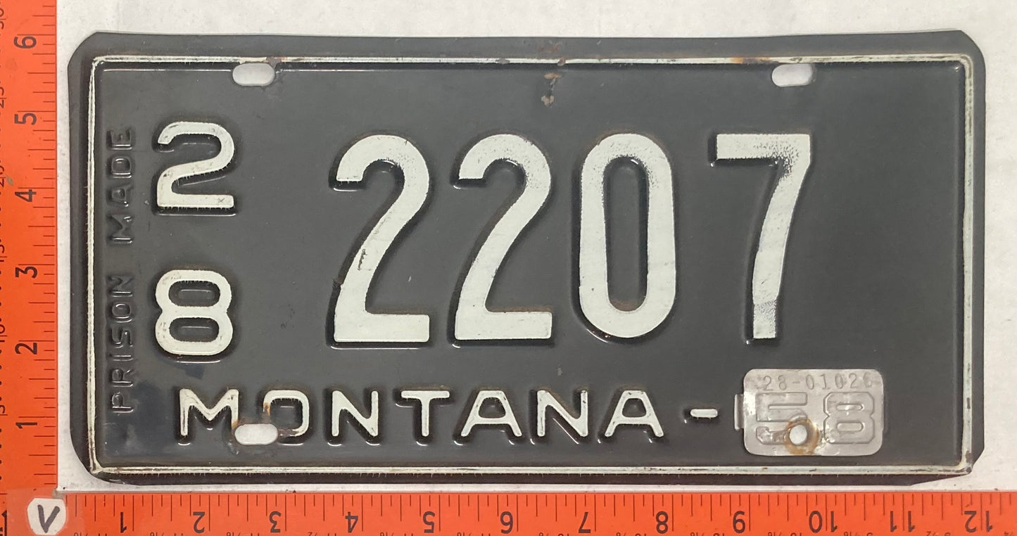 1958 Montana #2/8 2207 Passenger License Plate (Prison Made)