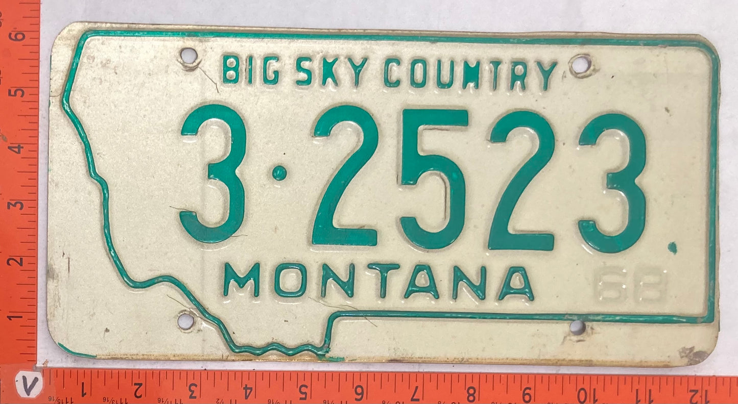 1968 Montana #3-3523 Passenger License Plate