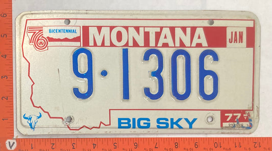 1977 Montana #9-1306 Passenger License Plate