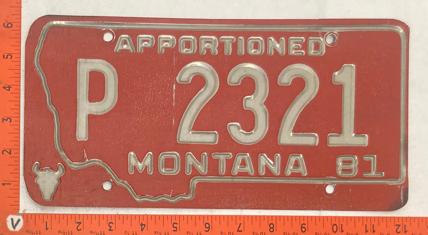 1981 Montana #P 2321 Apportioned License Plate