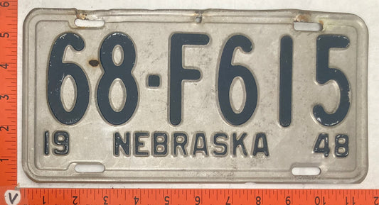 1948 Nebraska #68-F615 Farm Truck License Plate