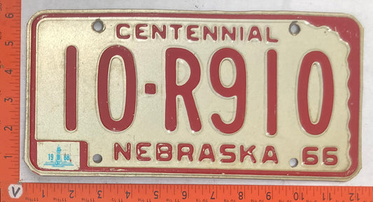 1968 Nebraska #10-R910 Passenger License Plate