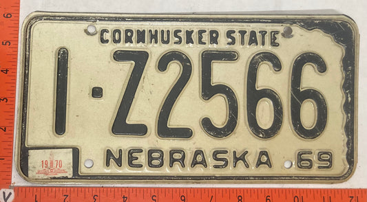1970 Nebraska #1-Z2566 Passenger License Plate