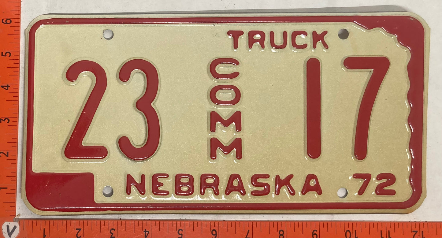 1972 Nebraska #23 C/O/M/M 17 Commercial License Plate