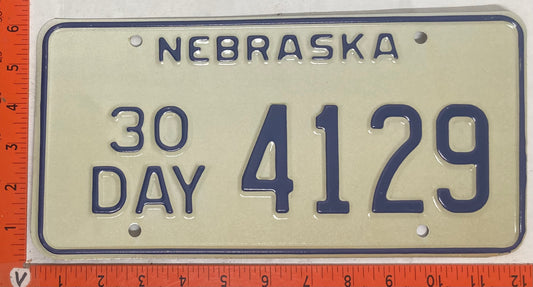 Undated Nebraska #4129 30 Day License Plate