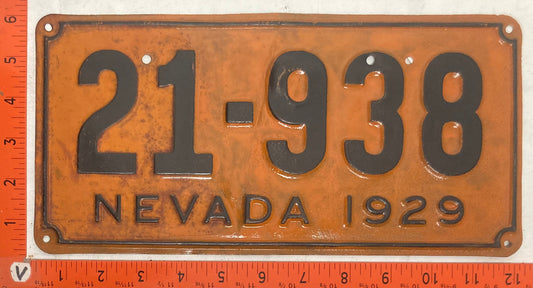 1929 Nevada #21-938 Passenger License Plate (Repaint)