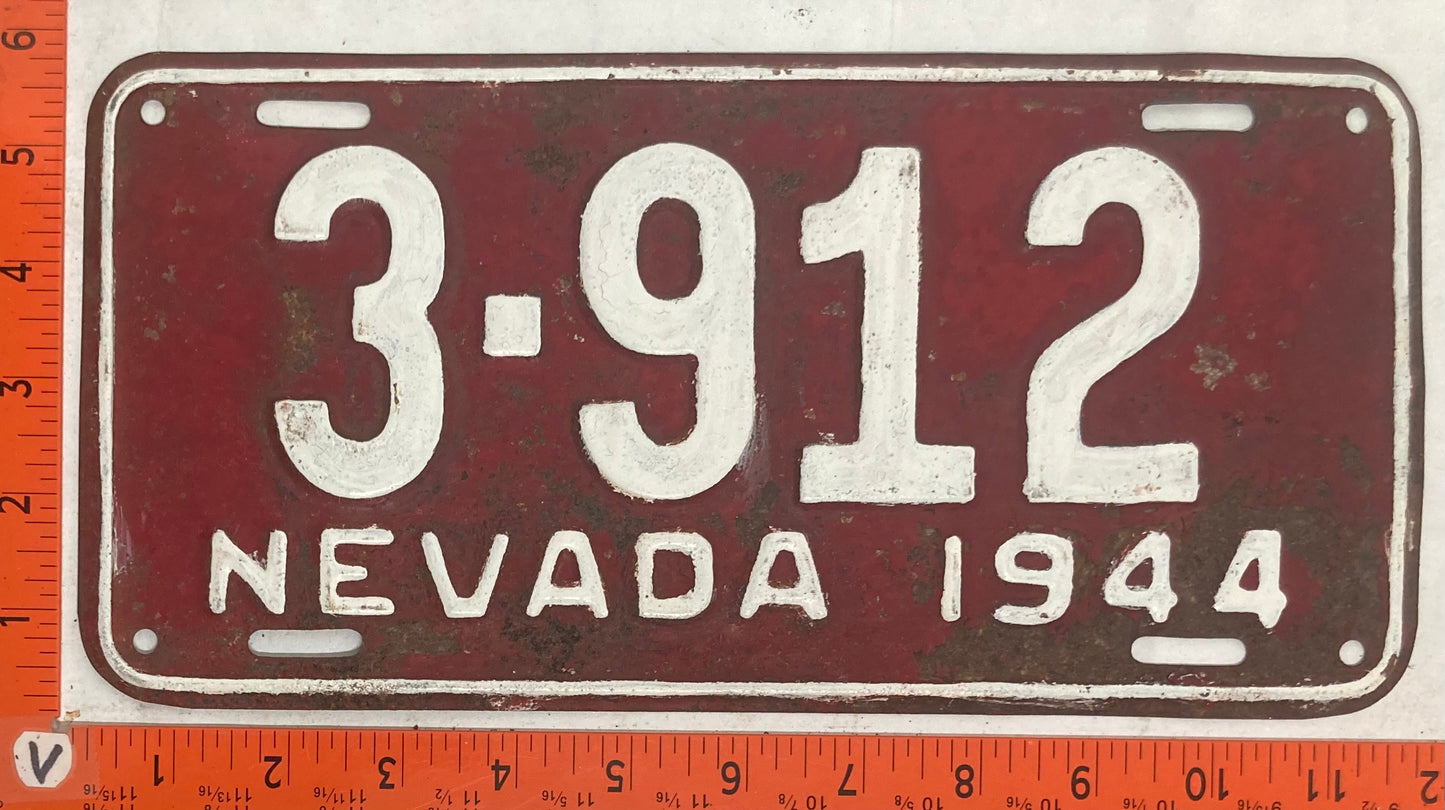 1944 Nevada #3-912 Passenger License Plate (Repaint)