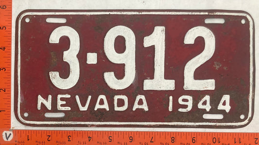 1944 Nevada #3-912 Passenger License Plate (Repaint)